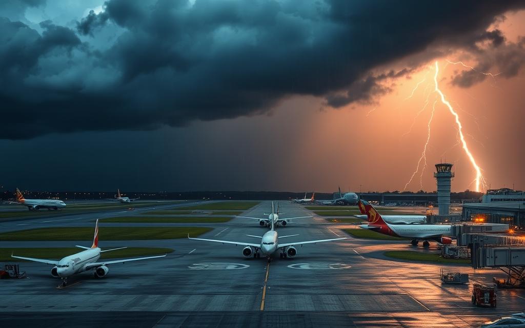 Flights affected by weather conditions and air traffic control delays